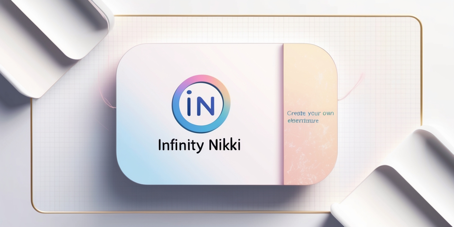 A sleek, modern, and minimalist digital illustration of the Infinity Nikki app, showcasing its vibrant and pastel-colored icon on a crisp white background, surrounded by subtle, rounded corners and a delicate grid pattern, with soft, gentle shadows that evoke a sense of depth and dimensionality, the Infinity Nikki logo, a stylized, curved IN monogram, prominently displayed in a clean, sans-serif font with a subtle gradient effect, in shades of sky blue and pale pink, against a faint, creamy-beige textured overlay, with a slight glow effect around the icon, giving the impression of a futuristic and dreamy atmosphere, inviting the viewer to explore the infinite possibilities within the app, with a subtle, gradient-filled tagline Create Your Own Adventure written in a flowing, cursive script next to the logo, in a soft, metallic silver color that catches the light.